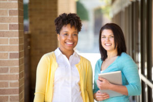 Happy women smiling.